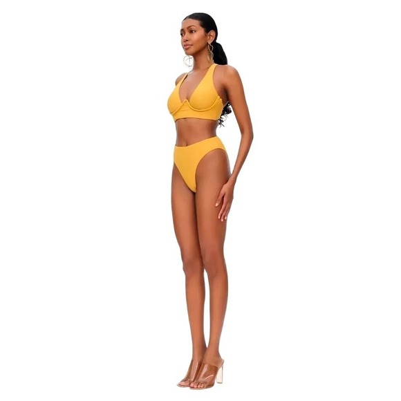 Andrea Iyamah Other - Andrea Iyamah Kasa Bikini Set Sand Yellow Underwire Top M High Waist Bottom M